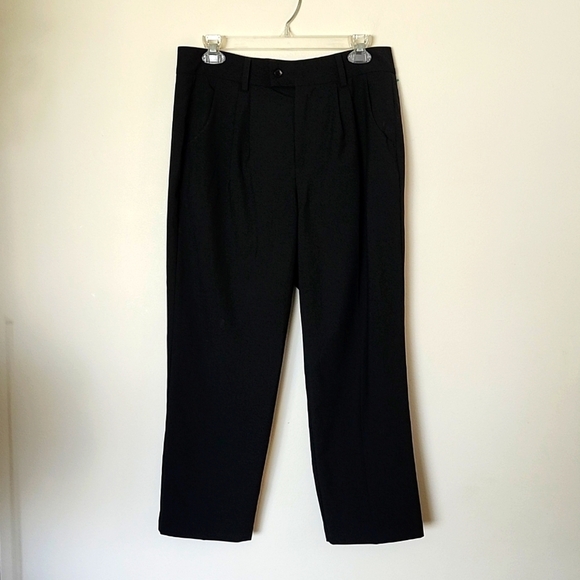 Universal Standard Stretch Wool Ankle Trousers in black self, work wear career - Picture 1 of 11